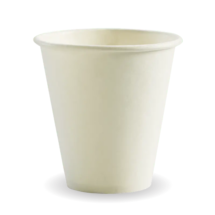 BioPak White Single Wall Hot BioCups – 280ml - 8oz – 90mm rim – carton of 1,000