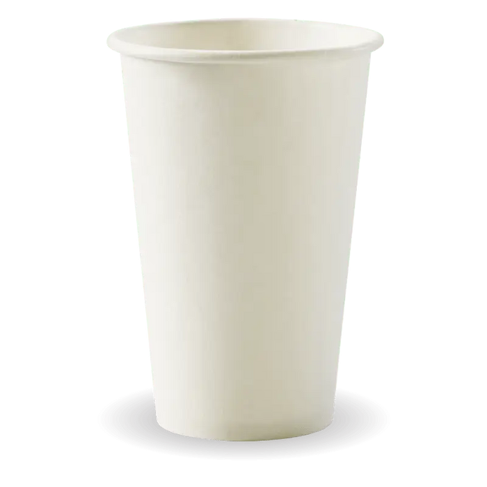 BioPak White Single Wall Hot BioCups – 350ml - 12oz – 80mm rim – carton of 1,000