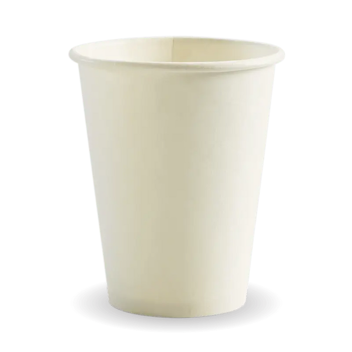 BioPak White Single Wall Hot BioCups – 390ml - 12oz – 90mm rim – carton of 1,000