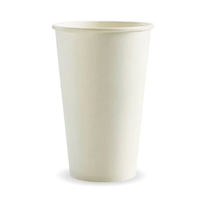 BioPak White Single Wall Hot BioCups – 510ml - 16oz – 90mm rim – carton of 1,000