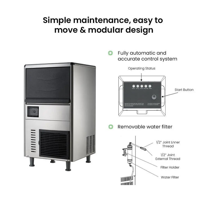 Blizzard 60kg Underbench Granular Ice Maker - SN-068F - view 3