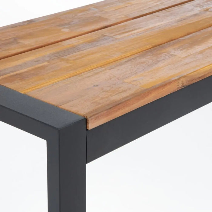 Bolero Acacia Wood & Steel Industrial Benches 1600mm 2 Pack  Cafe Chairs