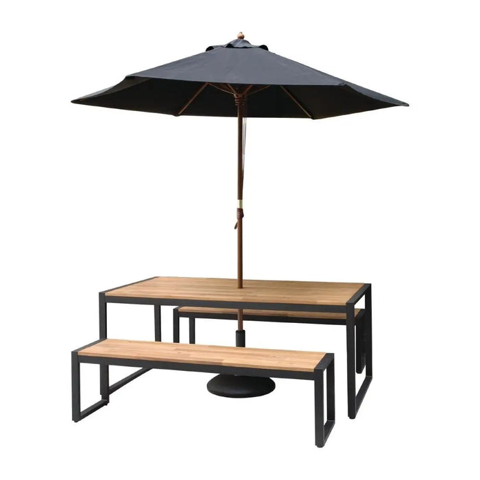 Bolero Acacia Wood & Steel Industrial Benches 1600mm 2 Pack  Cafe Chairs