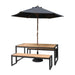 Bolero Acacia Wood & Steel Industrial Benches 1600mm 2 Pack  Cafe Chairs