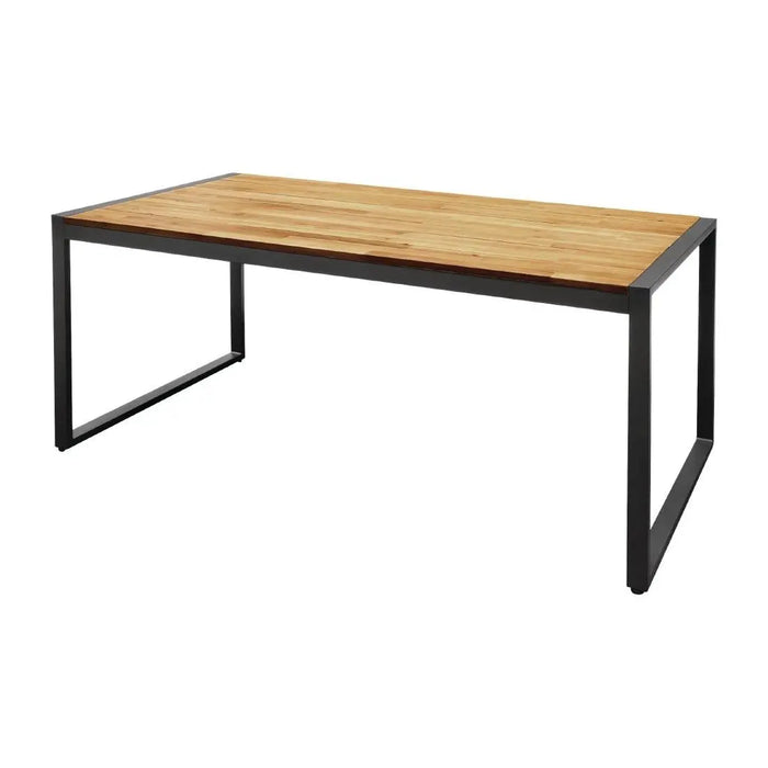 Bolero Acacia Wood & Steel Rectangular Industrial Table 1800 mm  Cafe Tables