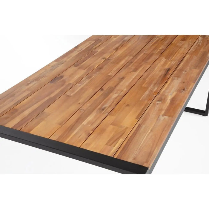 Bolero Acacia Wood & Steel Rectangular Industrial Table 1800 mm  Cafe Tables
