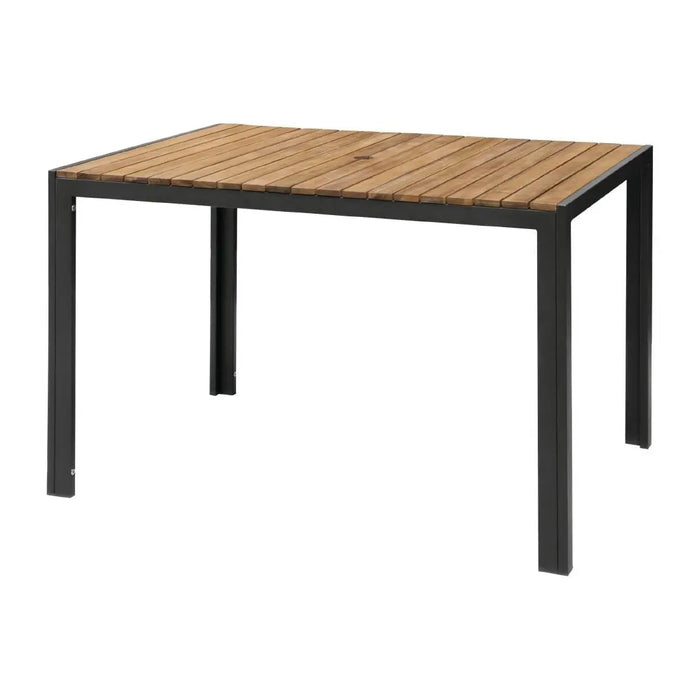 Bolero Acacia Wood & Steel Rectangular Table 1200  Cafe Tables