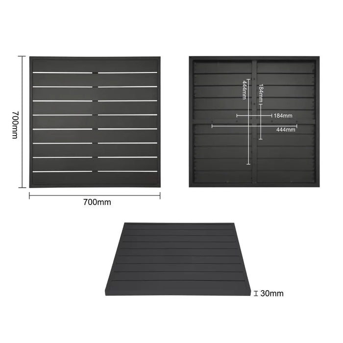 Bolero Aluminium Square Table Top Black 700 mm  table top