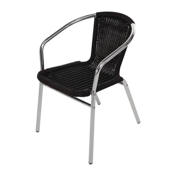 Bolero Aluminium & Black Wicker Chairs Pack of 4  Cafe Chairs