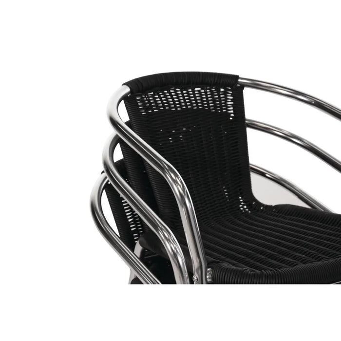 Bolero Aluminium & Black Wicker Chairs Pack of 4  Cafe Chairs