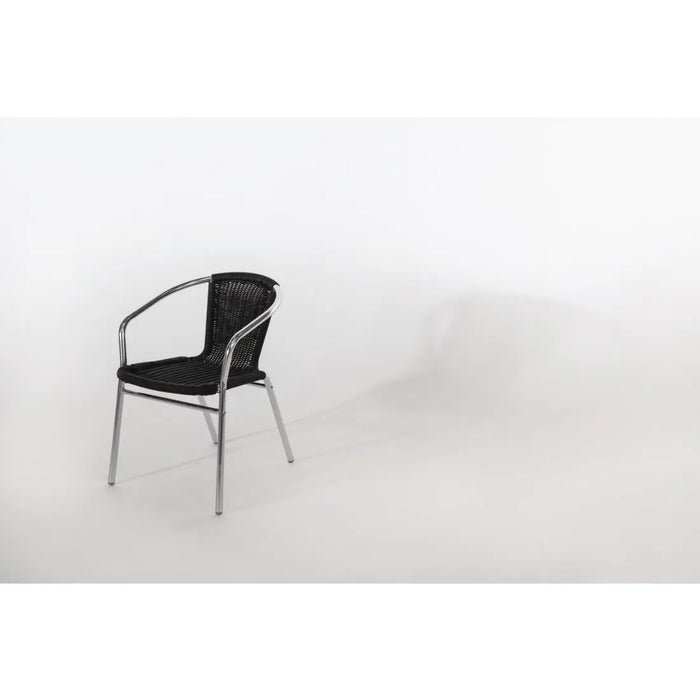Bolero Aluminium & Black Wicker Chairs Pack of 4  Cafe Chairs