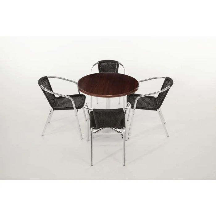 Bolero Aluminium & Black Wicker Chairs Pack of 4  Cafe Chairs