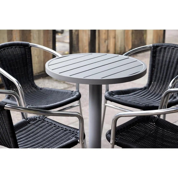Bolero Aluminium & Black Wicker Chairs Pack of 4  Cafe Chairs