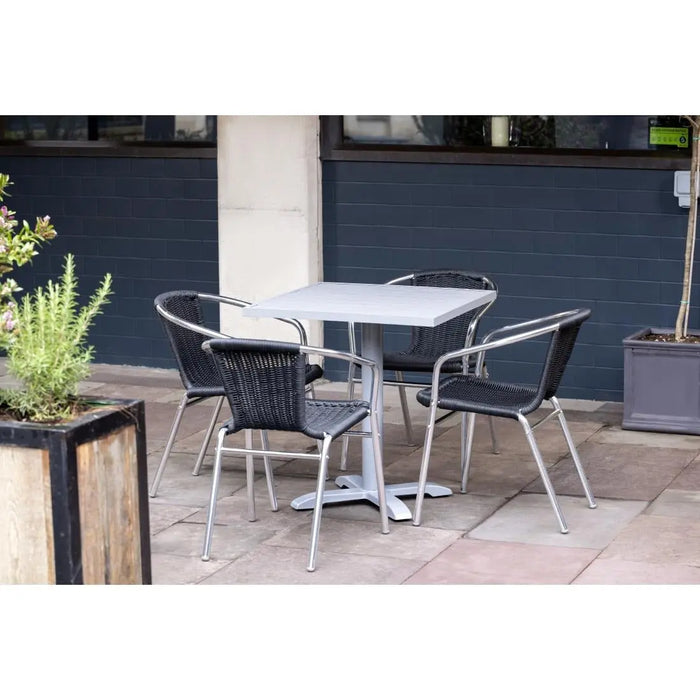 Bolero Aluminium & Black Wicker Chairs Pack of 4  Cafe Chairs