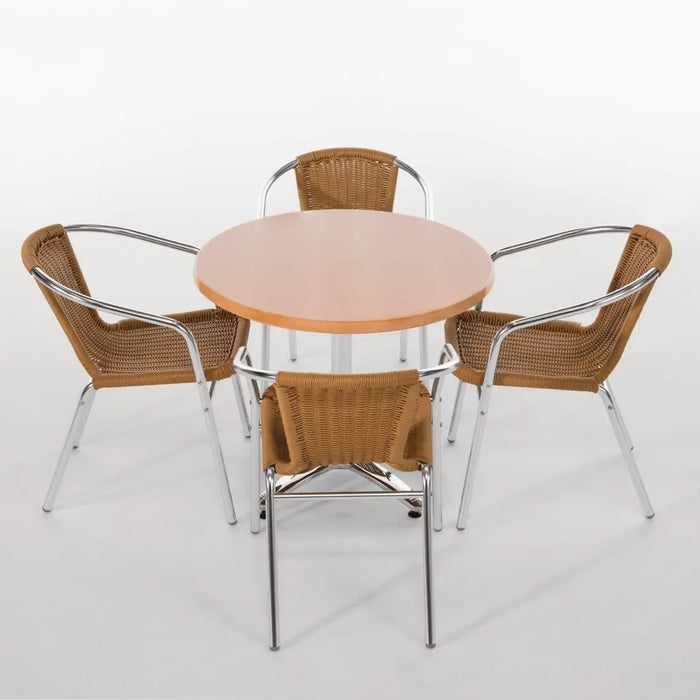 Bolero Aluminium & Natural Wicker Chair Pack of 4  Cafe Chairs
