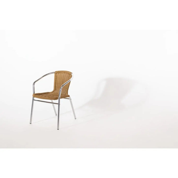 Bolero Aluminium & Natural Wicker Chair Pack of 4  Cafe Chairs