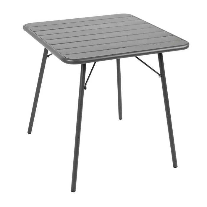 Bolero Amalfi Slatted Square Steel Folding Table – Grey 700 mm  Cafe Tables