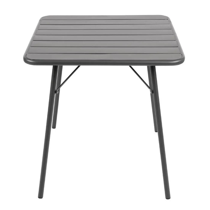 Bolero Amalfi Slatted Square Steel Folding Table – Grey 700 mm  Cafe Tables