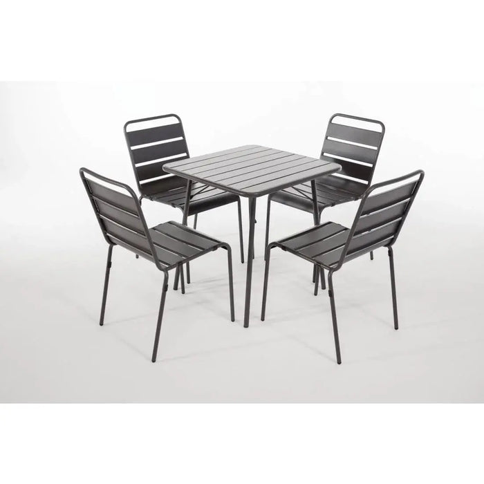 Bolero Amalfi Slatted Square Steel Folding Table – Grey 700 mm  Cafe Tables