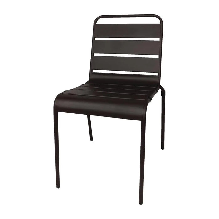 Bolero Amalfi Slatted Steel Side Chairs Black  Cafe Chairs
