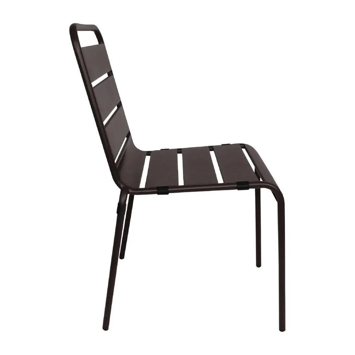 Bolero Amalfi Slatted Steel Side Chairs Black  Cafe Chairs