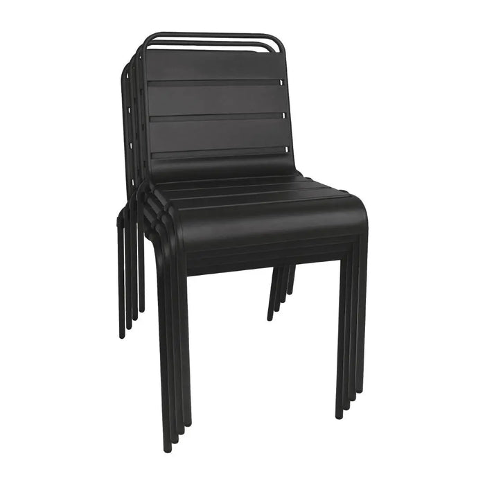 Bolero Amalfi Slatted Steel Side Chairs Black  Cafe Chairs