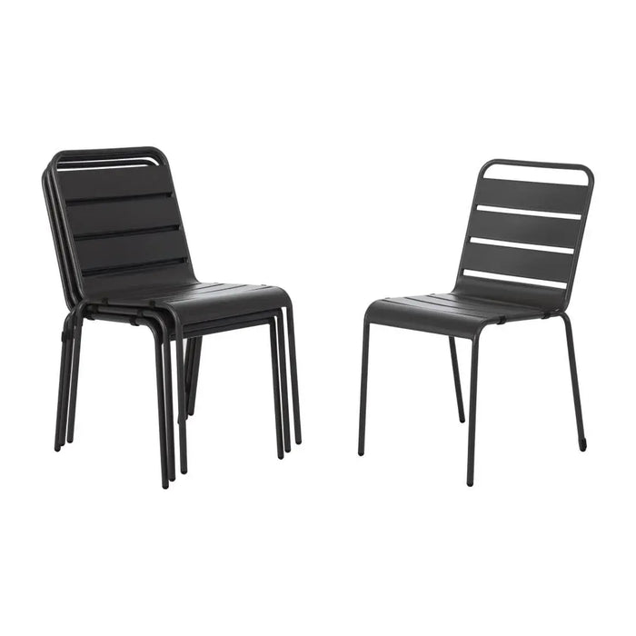 Bolero Amalfi Slatted Steel Side Chairs Grey  Cafe Chairs