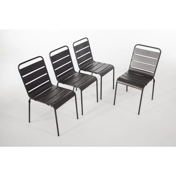 Bolero Amalfi Slatted Steel Side Chairs Grey  Cafe Chairs