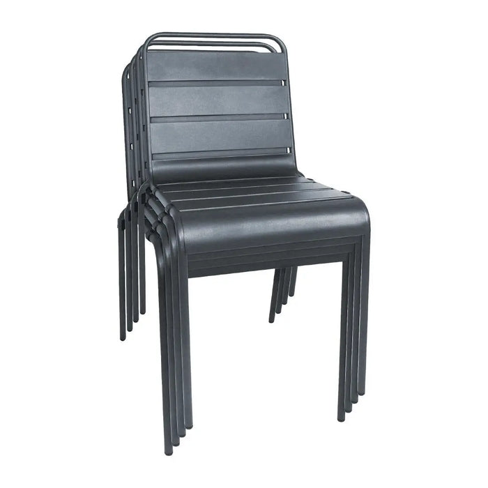Bolero Amalfi Slatted Steel Side Chairs Grey  Cafe Chairs