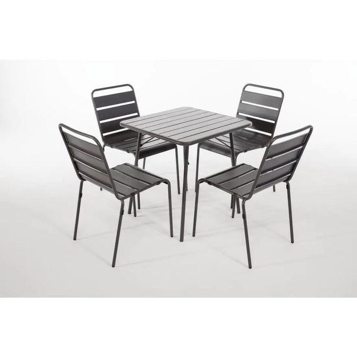 Bolero Amalfi Slatted Steel Side Chairs Grey  Cafe Chairs
