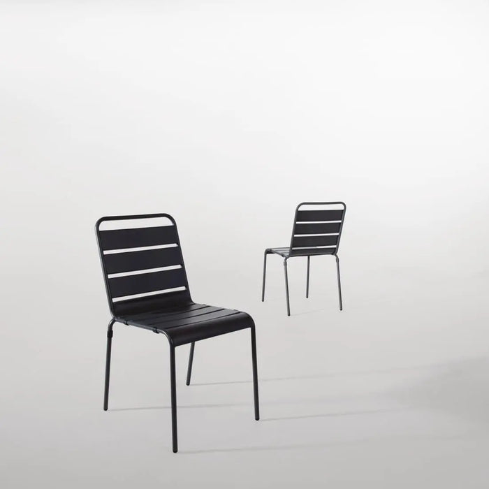 Bolero Amalfi Slatted Steel Side Chairs Grey  Cafe Chairs