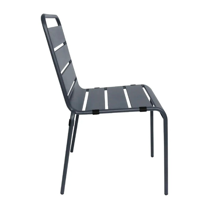 Bolero Amalfi Slatted Steel Side Chairs Grey  Cafe Chairs