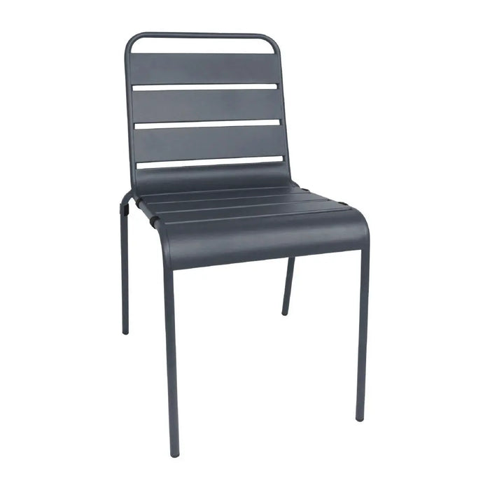 Bolero Amalfi Slatted Steel Side Chairs Grey  Cafe Chairs