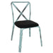 Bolero Antique Sky Blue Steel Chairs with Black PU Seat 4 Pack  Cafe Chairs