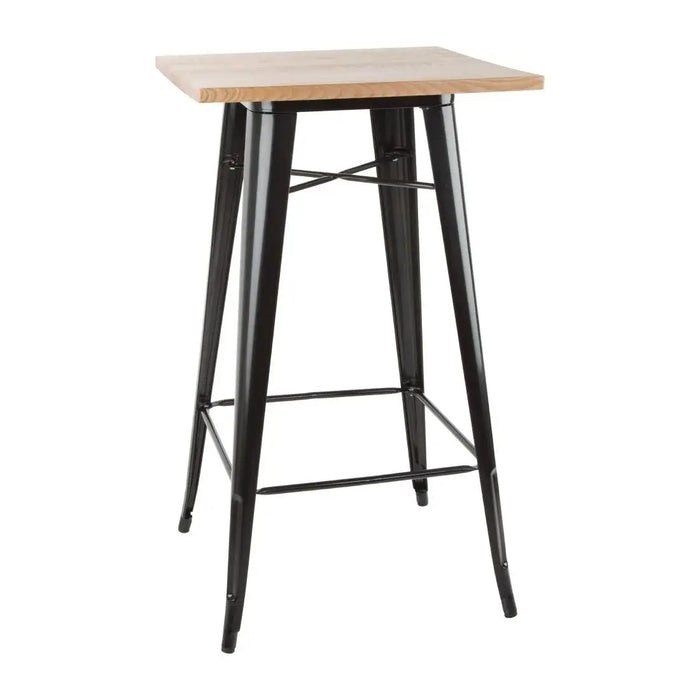Bolero Bistro Bar Table with Wooden Top Black  Cafe Tables