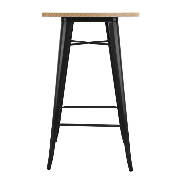 Bolero Bistro Bar Table with Wooden Top Black  Cafe Tables
