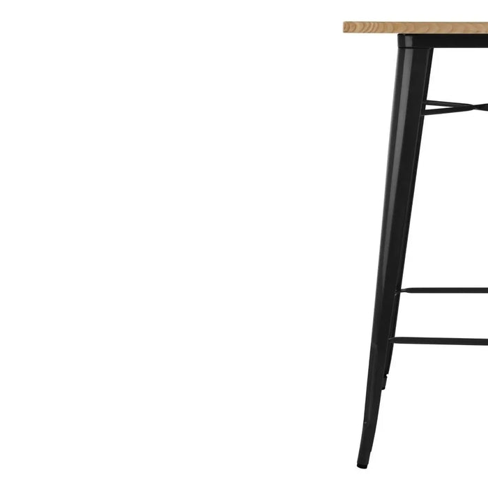 Bolero Bistro Bar Table with Wooden Top Black  Cafe Tables