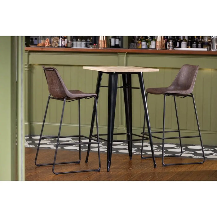 Bolero Bistro Bar Table with Wooden Top Black  Cafe Tables