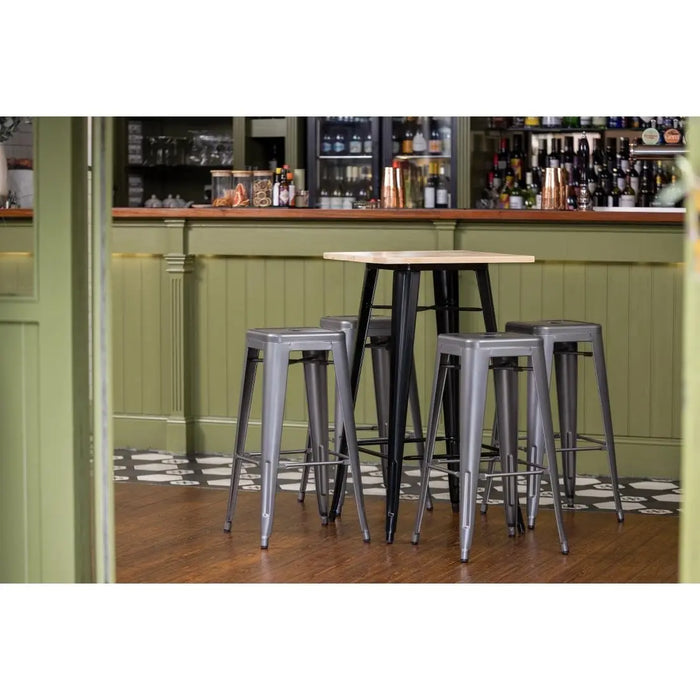 Bolero Bistro Bar Table with Wooden Top Black  Cafe Tables