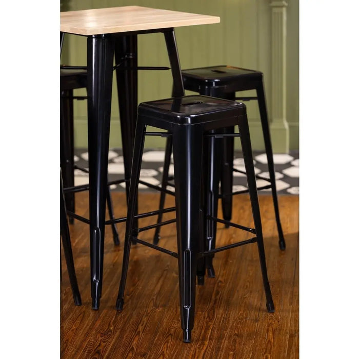 Bolero Bistro Bar Table with Wooden Top Black  Cafe Tables