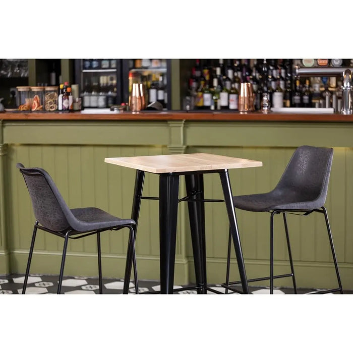 Bolero Bistro Bar Table with Wooden Top Black  Cafe Tables