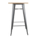 Bolero Bistro Bar Table with Wooden Top – Gun Metal  Cafe Tables