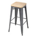 Bolero Bistro High Stool Gun Metal with Wooden Seat Pad (Pack 4)  Bar Stools