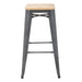 Bolero Bistro High Stool Gun Metal with Wooden Seat Pad (Pack 4)  Bar Stools