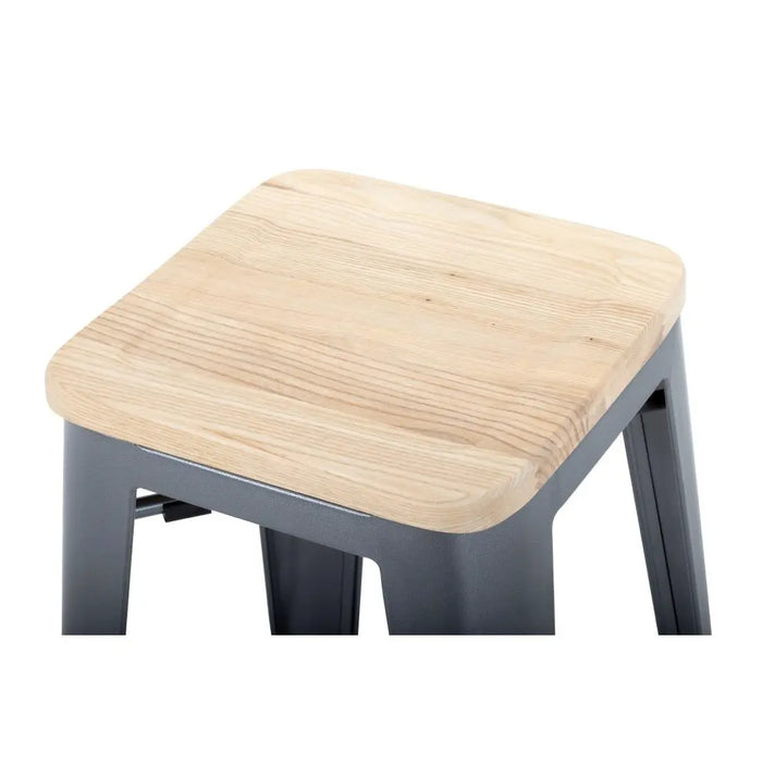 Bolero Bistro High Stool Gun Metal with Wooden Seat Pad (Pack 4)  Bar Stools