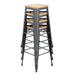 Bolero Bistro High Stool Gun Metal with Wooden Seat Pad (Pack 4)  Bar Stools