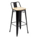 Bolero Bistro High Stool with Backrest & Wooden Seat Pad (Pack of 4)  Bar Stools