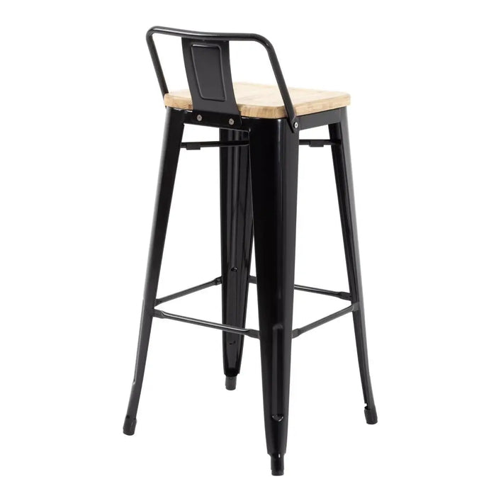 Bolero Bistro High Stool with Backrest & Wooden Seat Pad (Pack of 4)  Bar Stools