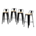 Bolero Bistro High Stool with Backrest & Wooden Seat Pad (Pack of 4)  Bar Stools