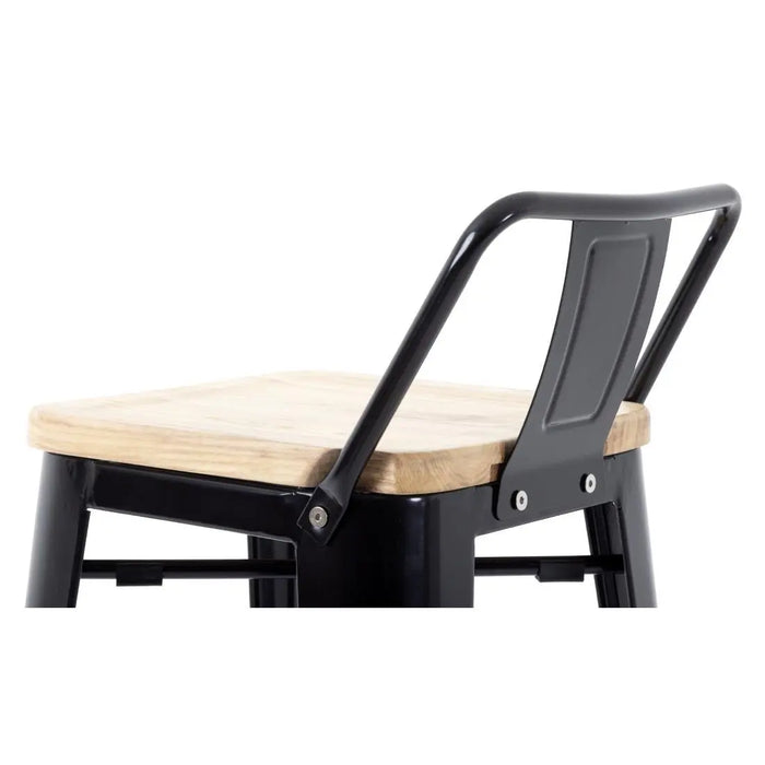 Bolero Bistro High Stool with Backrest & Wooden Seat Pad (Pack of 4)  Bar Stools